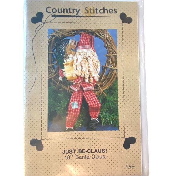 Country Stitches 155 Just Be Claus Pattern 18" Uncut Christmas Holiday Home - Picture 2 of 5